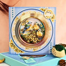 Blue 3D Decoupage keepsake card with Blue Tit Birds in giftbox "Just To Say"