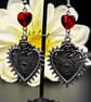 Gothic All Seeing Eye Earrings - Red Heart Earrings - Handmade - Drop Earrings - Image 9
