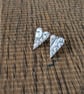 Handmade Fine Silver Textured Little Heart Stud Earrings - Image 2