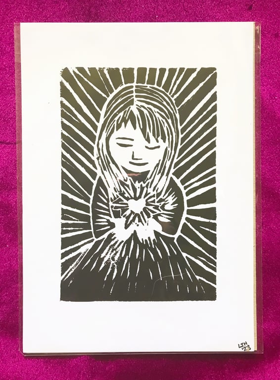 Heart of light A5 lino print