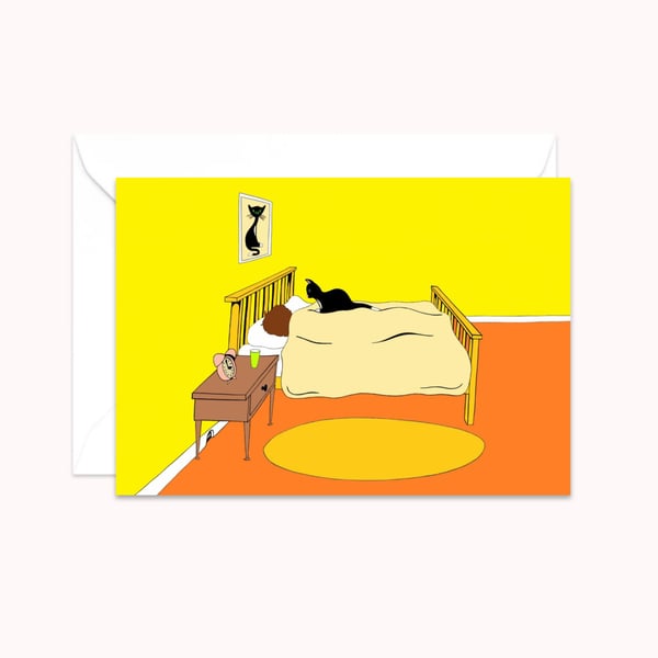 Funny Cat Greetings Card: Cute Hand Drawn Illustration for a Cat Lover (101)