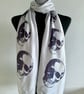 Skull Scarf Gothic Punk Fashion Accessory. Grey. Lightweight