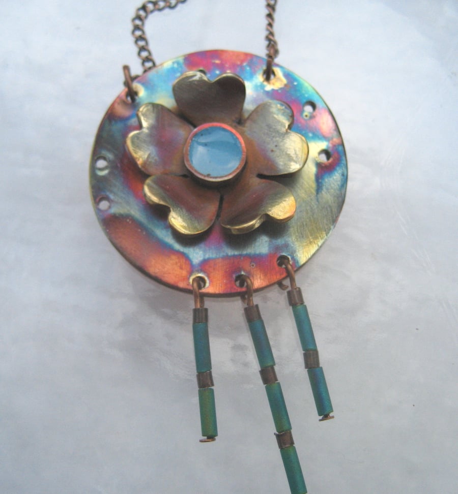 Indian summer necklace in copper and enamels
