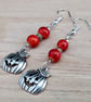 Halloween pumpkin earrings - red and silver - Image 3