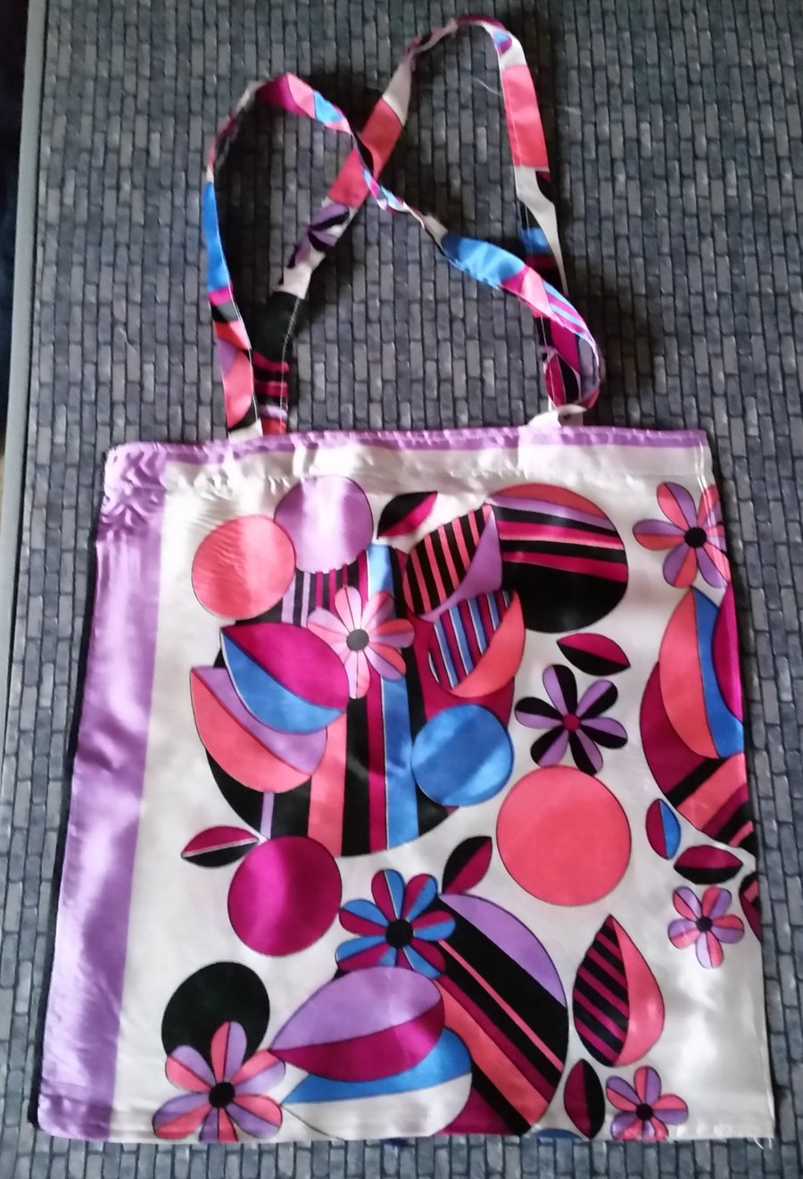Vintage headscarf -  Shopping or Tote Bag - Colourful Print