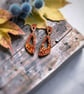 Burnt Orange Autumnal Asymmetrical Oval Drop Earrings - Image 7