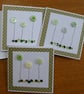 Pack of 3 Mini Blank Cards - Green Button Flowers and Sequins - Image 10