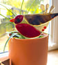 Little Red Robin plant stake, fused glass.  - Image 1