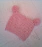 Unisex Baby's Hand Knitted Hat with Pom Poms, Baby Shower Gift, Custom Make - Image 2