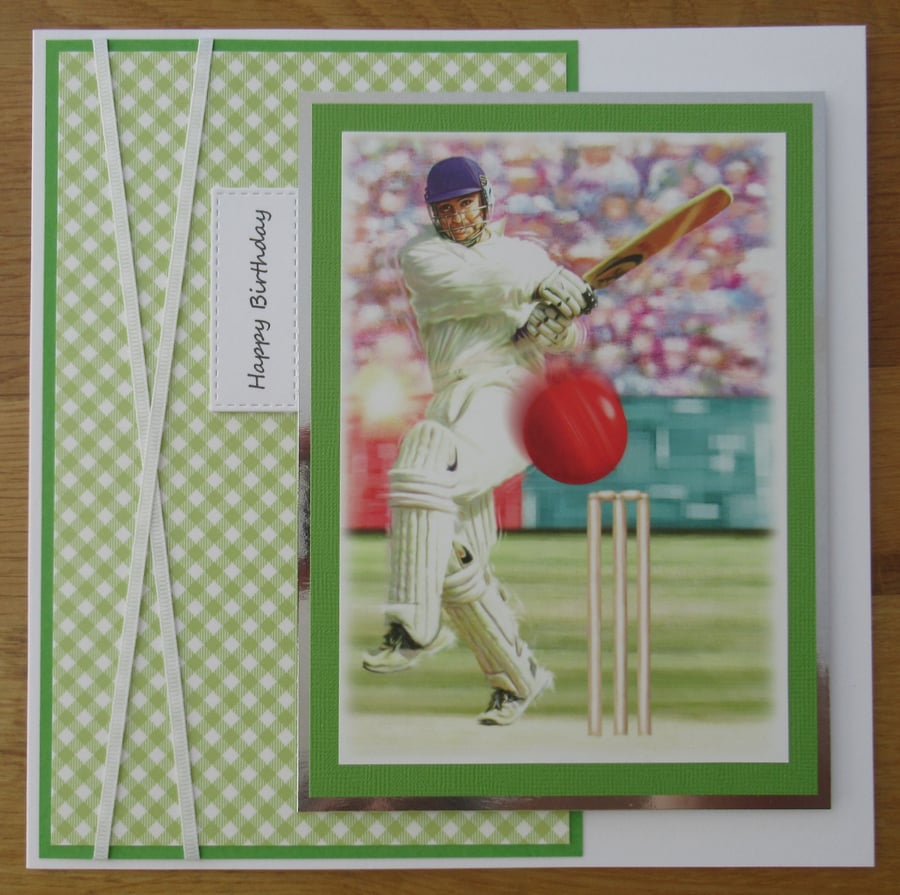 Cricketer - 8x8" Birthday Card