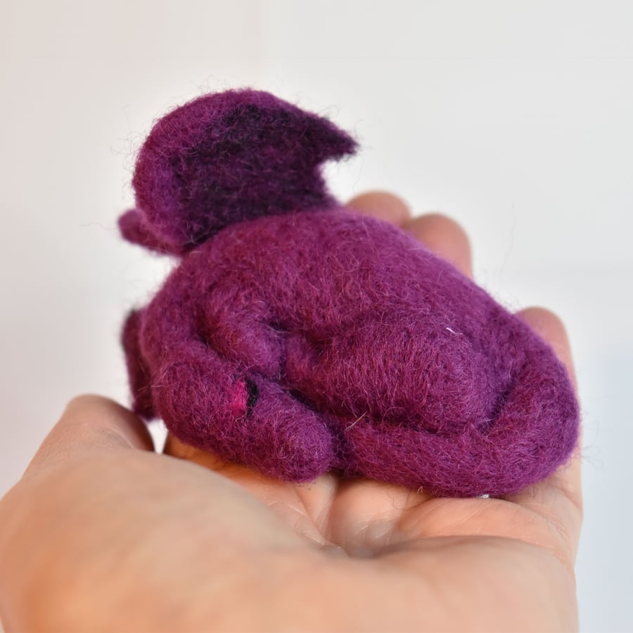 Purple Sleeping Dragon - 3D needle felted fibre art.