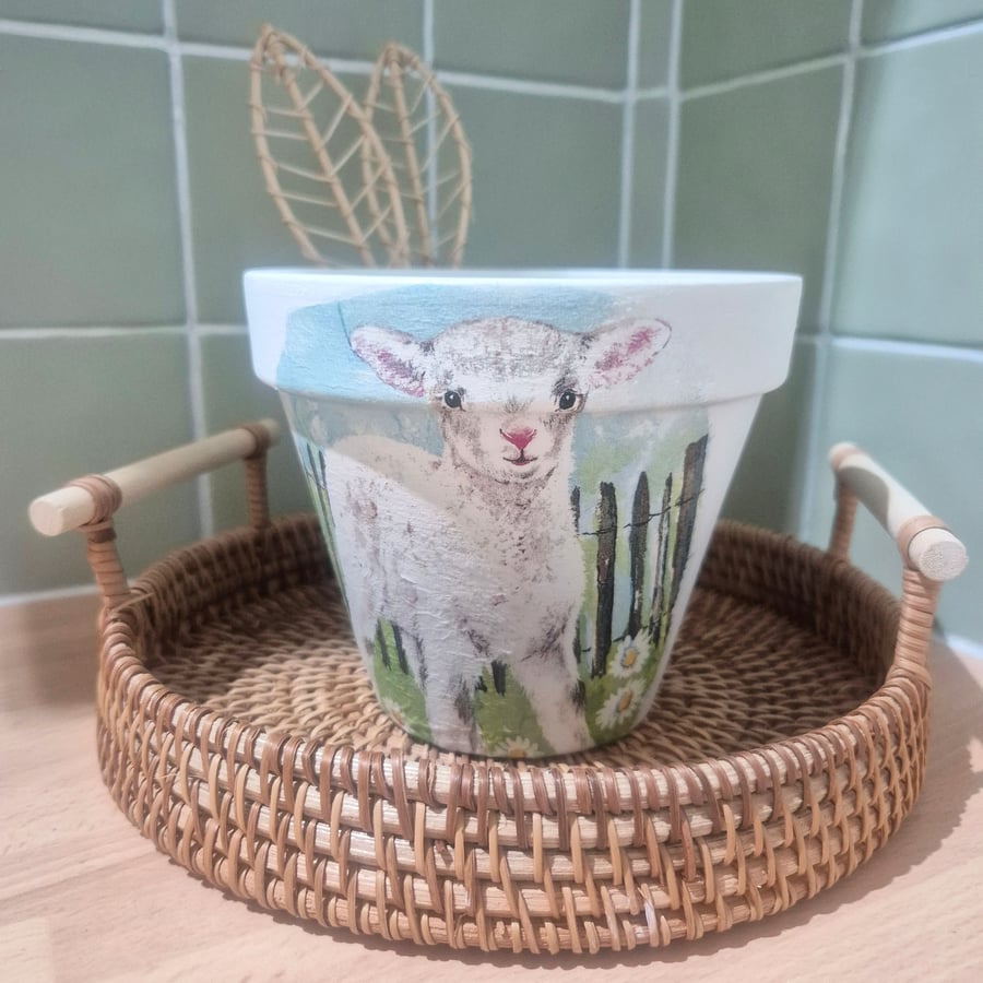 Seasonal Spring Lamb Plant Pot