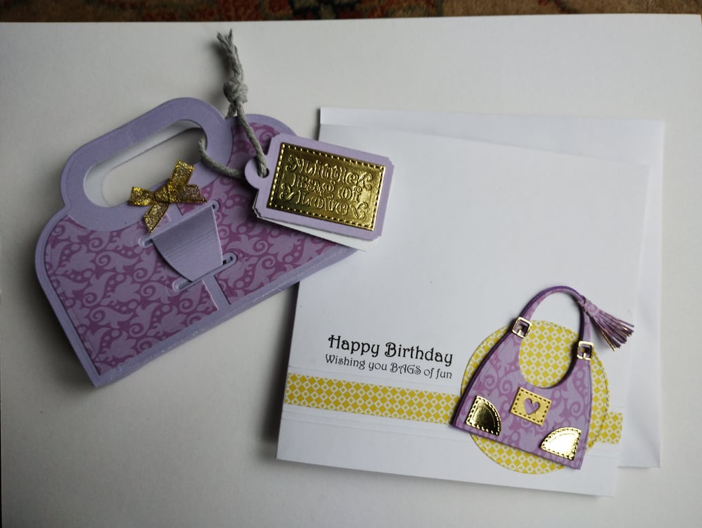 Handmade Gift Card Holder and Birthday Card - Wishing you Bags of Fun 
