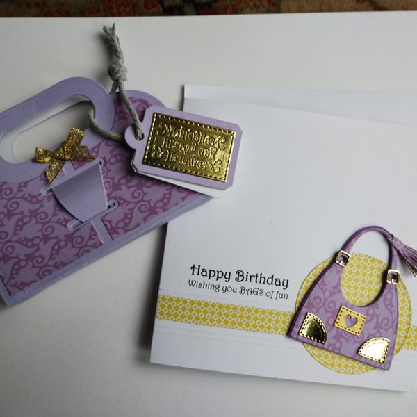 Handmade Gift Card Holder and Birthday Card - Wishing you Bags of Fun 
