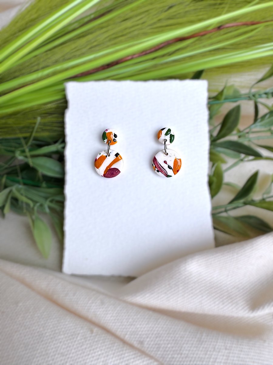 Abstract Autumn Double Circle Drop Earrings 