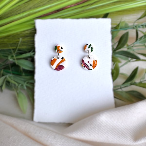 Abstract Autumn Double Circle Drop Earrings 