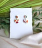 Abstract Autumn Double Circle Drop Earrings 