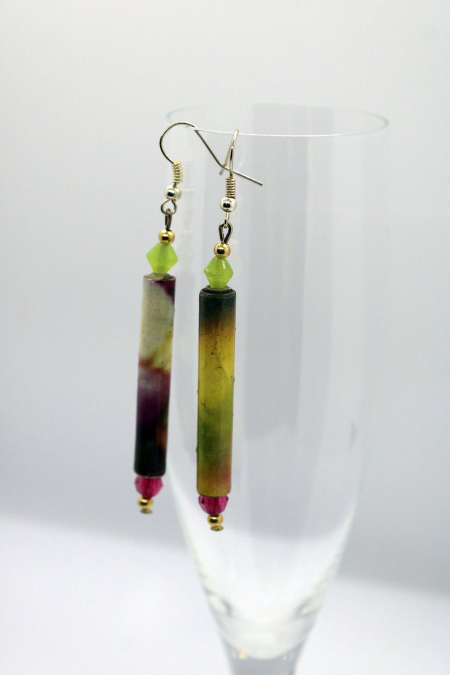 Long multicoloured paper earrings