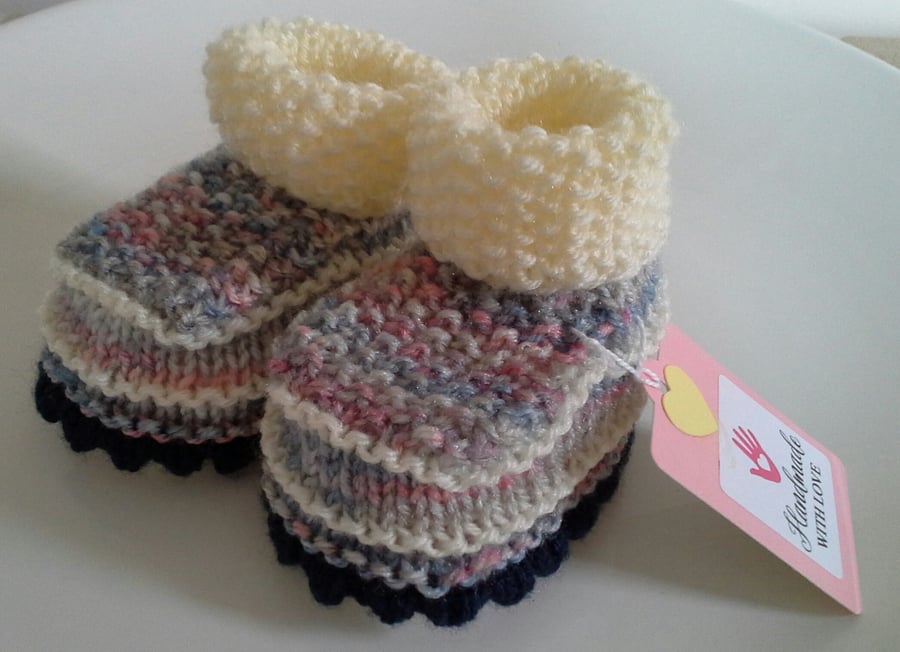 Baby Girl's Cosy Soft Booties  0-6 months (Help for Charity)
