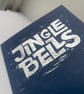 Jingle Bells linocut printed card – silver metallic ink on navy card