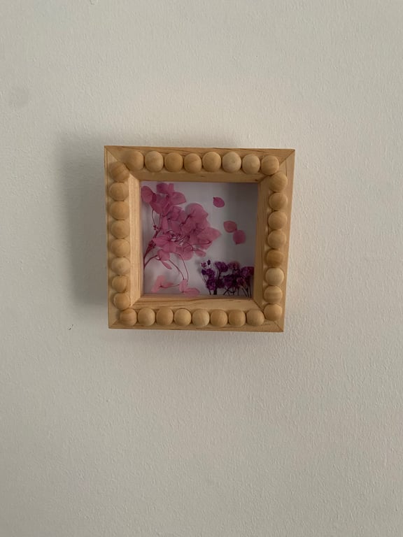 Pressed Flower Arrangement in Bobbin Wood Frame 