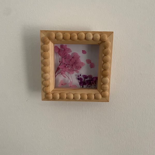 Pressed Flower Arrangement in Bobbin Wood Frame 