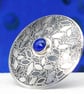 Handmade large sterling silver brooch with an amethyst stone and a leaf pattern. - Image 10