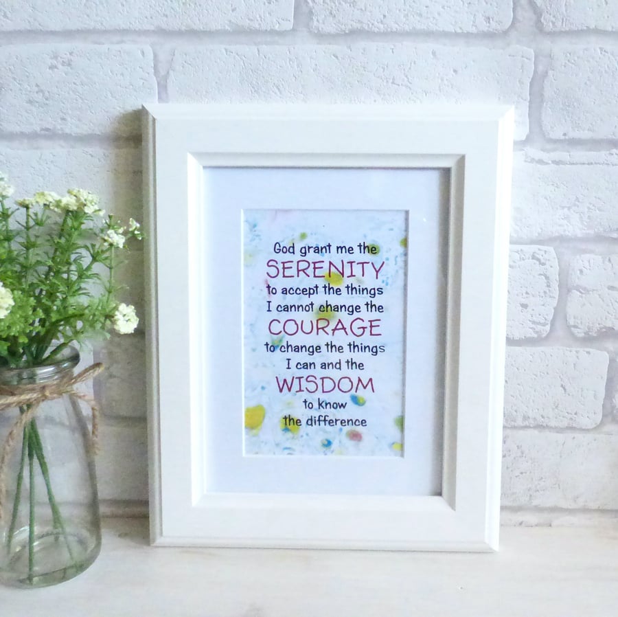 'Serenity Prayer' Inspirational Marble Typography Art Print, Unframed (b)