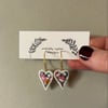 Heart embroidered Liberty print hoop earrings 
