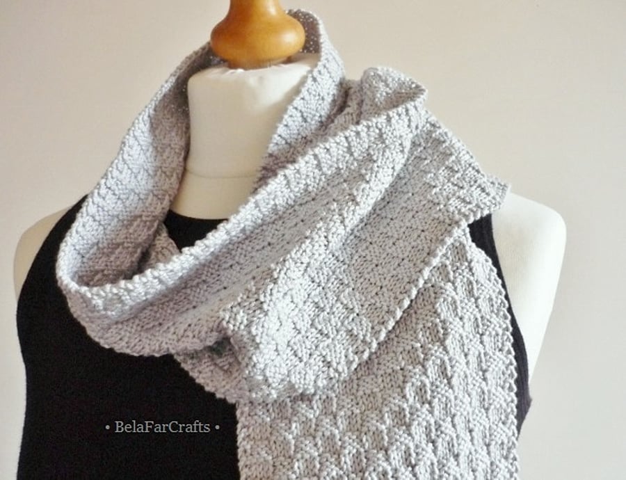 Men's grey cotton scarf - Husband cotton gift - Wool free present