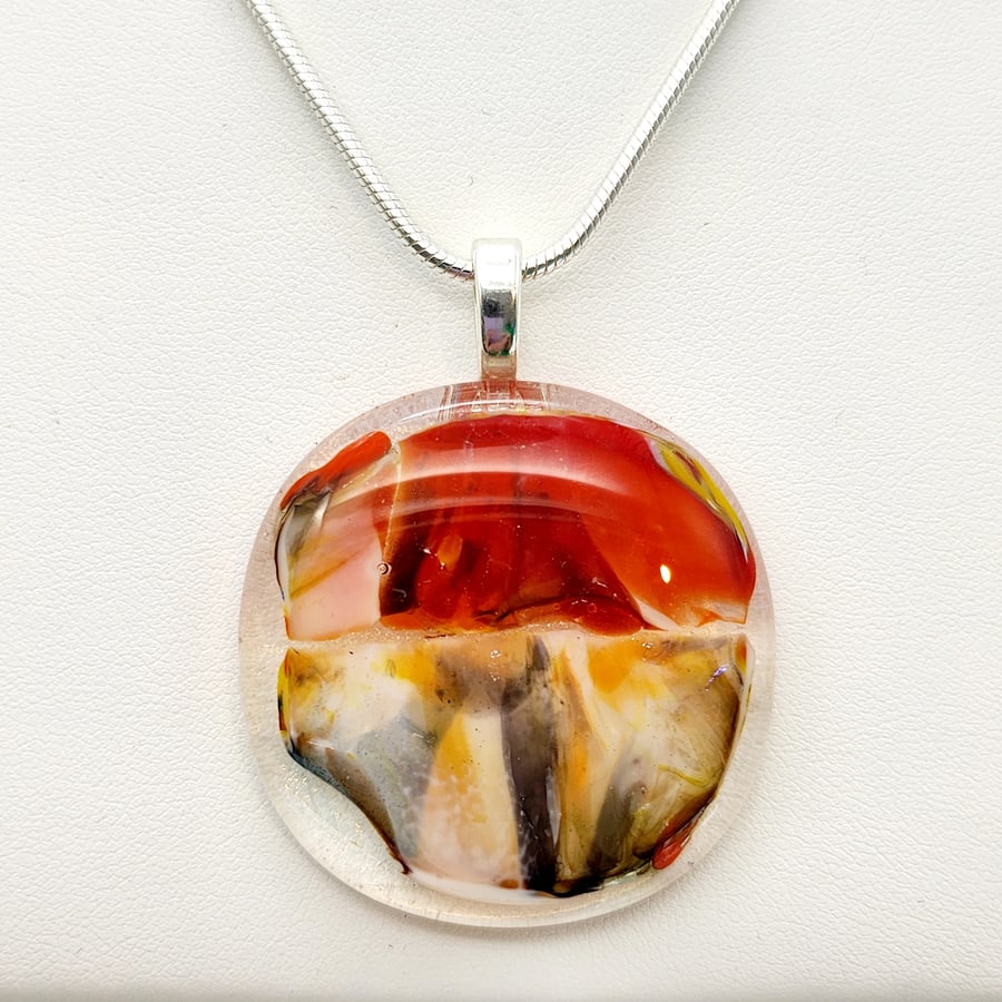 Fused Glass Abstract Necklace, decorative glass pendant