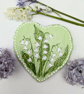 Lily of the valley hand-painted slate heart coaster  - Image 4