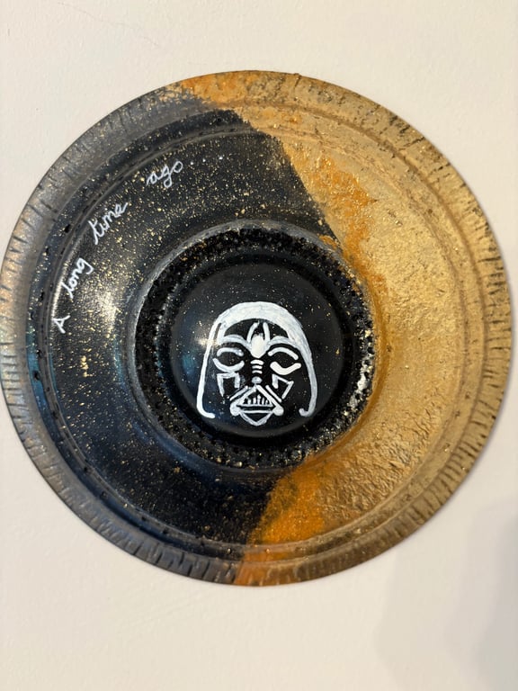 Hand-Turned Darth Vader Inspired (Star Wars) Wooden Plaque – Hand Painted – 20cm