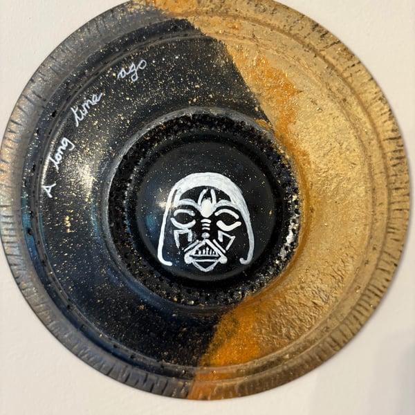 Hand-Turned Darth Vader Inspired (Star Wars) Wooden Plaque – Hand Painted – 20cm