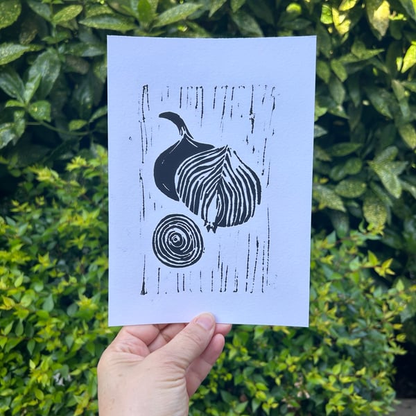 'Life is like an Onion' A5 Original Lino Print