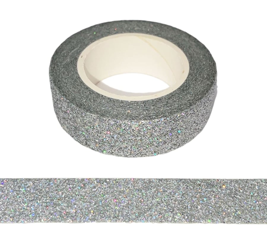 Iridescent Colours Silver Glitter Sparkle Washi Tape UK Quality Masking Tape Cra