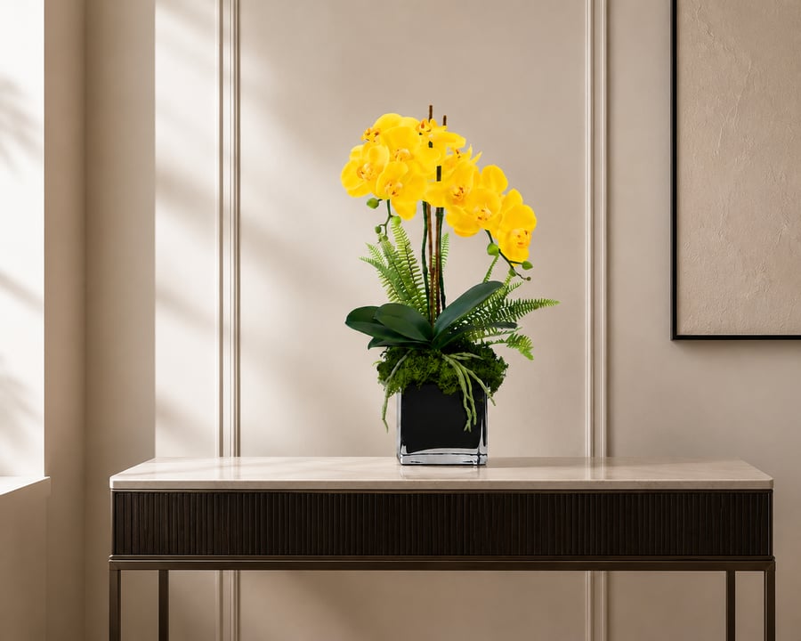 Luxury Yellow Orchid Arrangement – Modern Home Decor Gift 