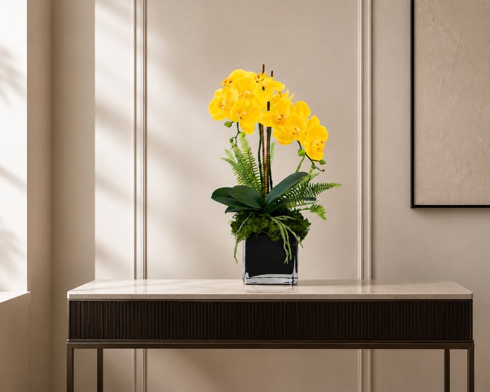 Luxury Yellow Orchid Arrangement – Modern Home Decor Gift 