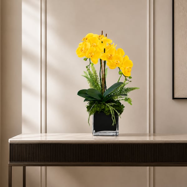 Luxury Yellow Orchid Arrangement – Modern Home Decor Gift 