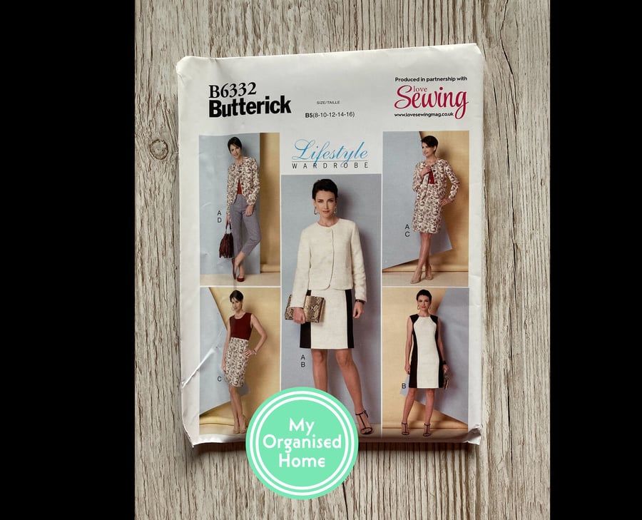 Butterick 6332 sewing pattern, sizes 8-16 - unused, in factory folds