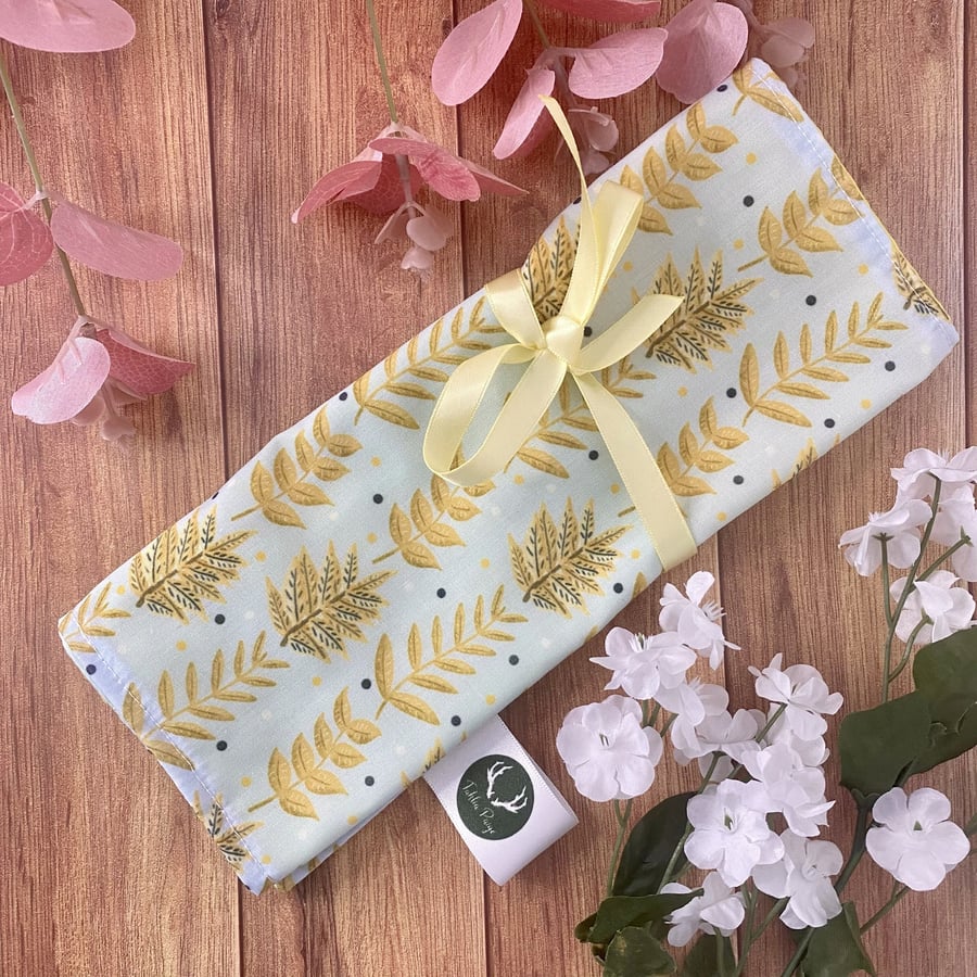 Yellow Foliage Brush Wrap Storage for Makeup Brushes, Pens, Pencils, Brush Roll