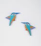 Kingfisher wall hangings, set of 2 flying miniature birds, British birds. - Image 1