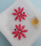 Funky Daisy Earrings in Bright Cherry Red with a Flower Pattern - Image 1