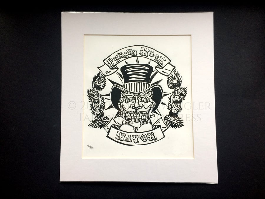 Penryn Mock Mayor - Mock Mayor of Mylor - Limited Edition Linoprint