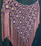Crochet triangular shawl in sparkly gold, purple & baby pink - design LF433 - Image 9