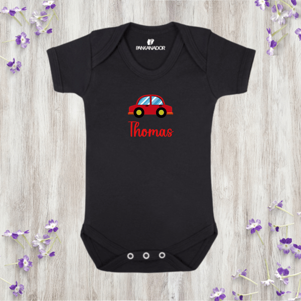 Personalised Car Baby Bodysuit – Cute Baby Grow With Name And Vehicle Design