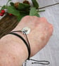 Rustic Silver and Pearl Necklace or Wrap Bracelet on Waxed Cord - Image 5