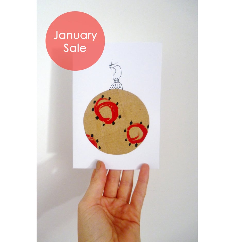 Sale - Free Postage - Collaged Bauble Christmas Cards