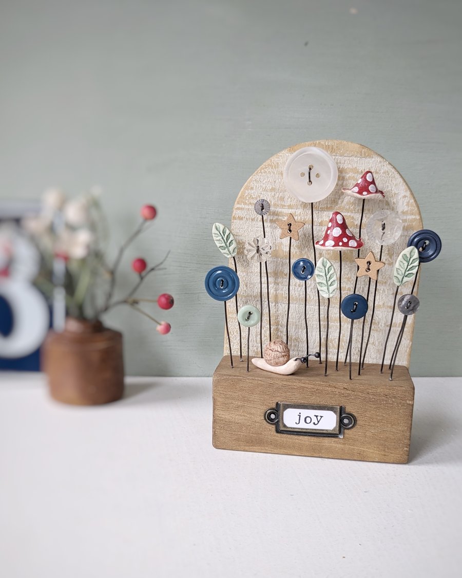 Winter Clay and Button Garden with little snail 