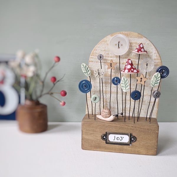 Winter Clay and Button Garden with little snail 